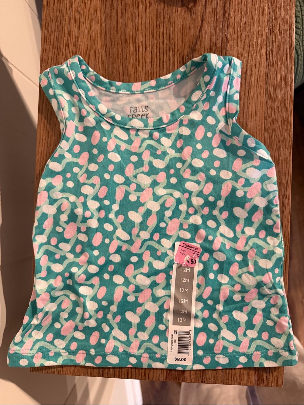 Teal Tank Top with Pink & White Spot Print